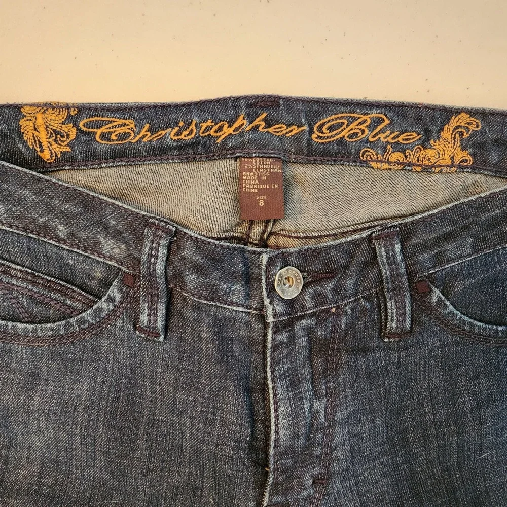 Christopher Blue Womens Dark Wash Straight Leg Jeans Size 8/29